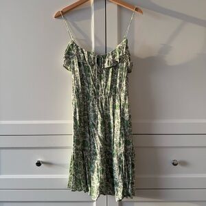J. Crew Green Sleeveless Spaghetti Strap tiered Sundress